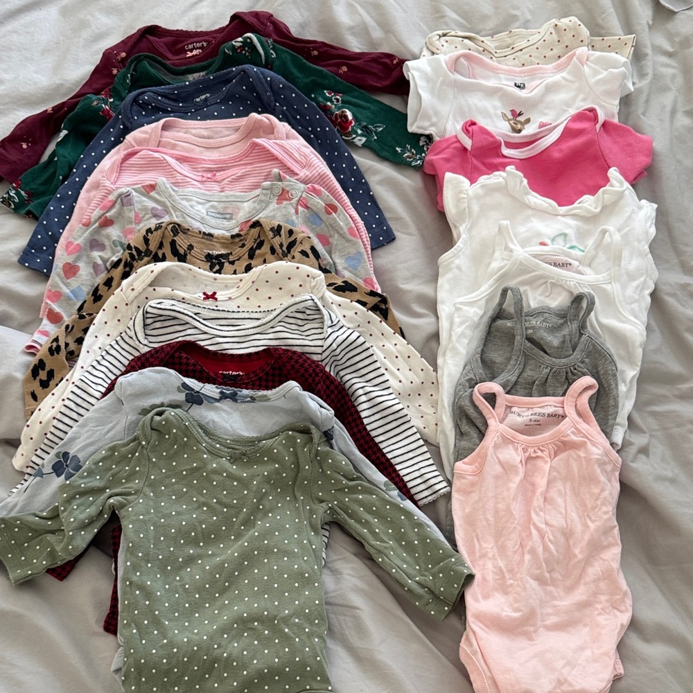 19 Assorted Baby Onesies girls size 3-6 months